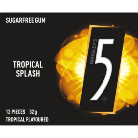 5 GUM TROPICAL SPLASH Sugarfree Chewing Gum 32 g (10 Per Outer)