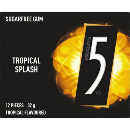 5 GUM TROPICAL SPLASH Sugarfree Chewing Gum 32 g (10 Per Outer)