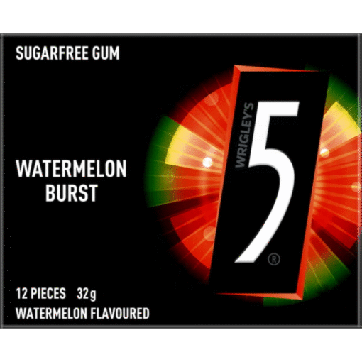 5 GUM WATERMELON BURST Sugarfree Chewing Gum 32 g (10 Per Outer)