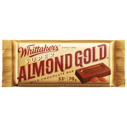 Whittaker’s Chocolate Super Almond Gold Slab 75g (30 Per Outer)