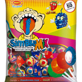 Samblue Blue Mix Mouth Painter Lollipops Bubble Gum Bag 600g (26 Per Outer)