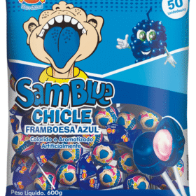 Samblue Blue Mouth Painter Lollipops Bubble Gum Bag 600g (26 Per Outer))