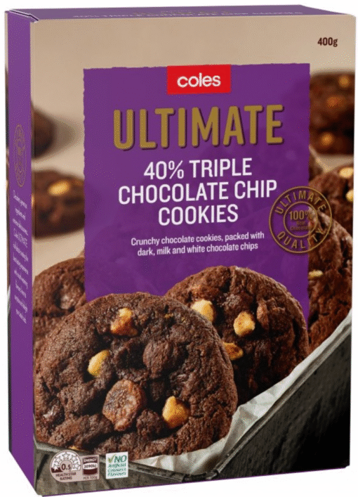 Coles 40% Triple Chocolate Cookies 400g (12 Per Outer)