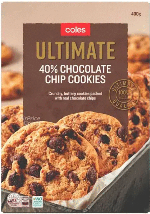 Coles 40% Chocolate Cookies 400g (12 Per Outer)