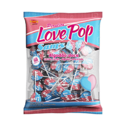 Love Pop Sam's Cotton Candy Heart Lollipops Bag 600g (22 Per Outer)
