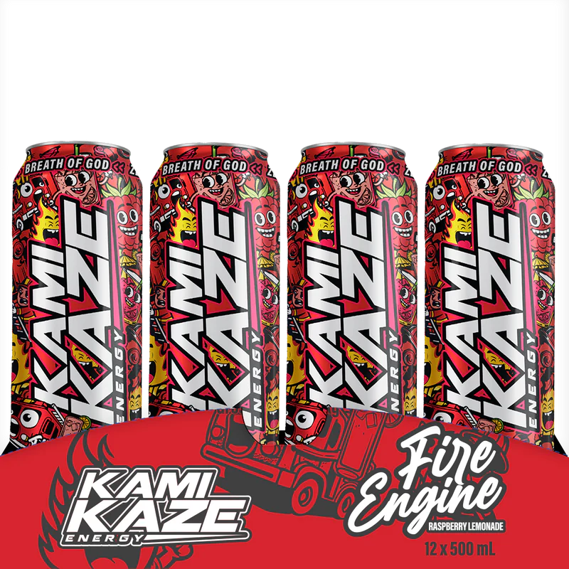 Kamikaze Energy Fire Engine Raspberry Lemonade Can 500ml (12 Per Outer) - Image 2