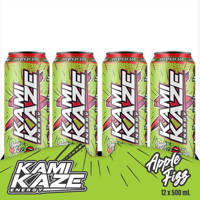 Kamikaze Energy Apple Fizz Drink 500mL(12 Per Outer) - Image 2