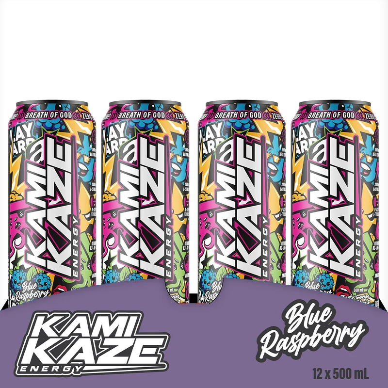Kamikaze Energy Blue Raspberry Drink 500mL (12 Per Outer) - Image 2