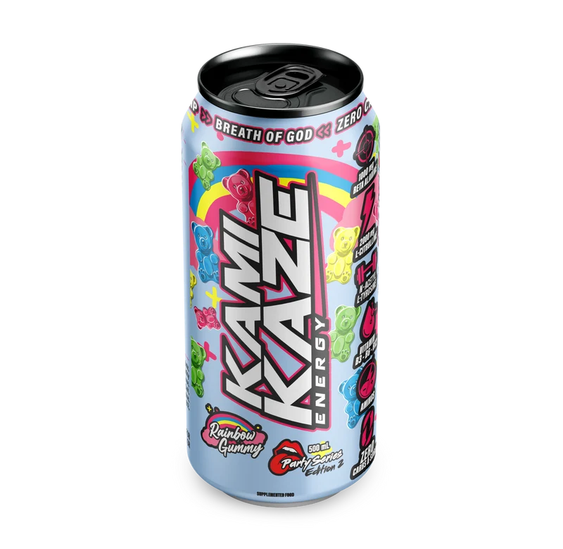 Kamikaze Energy Rainbow Gummy Drink 500mL (12 Per Outer)